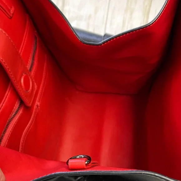 Steve Madden Black Tote with Red Accents - Picture 3 of 10